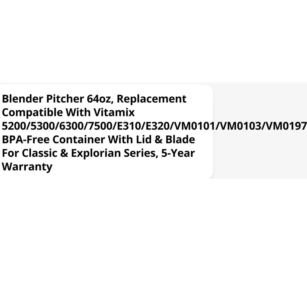 Vita 5200  Blender Pitcher Replacement 64oz Jar with Lid and Blade Assembly